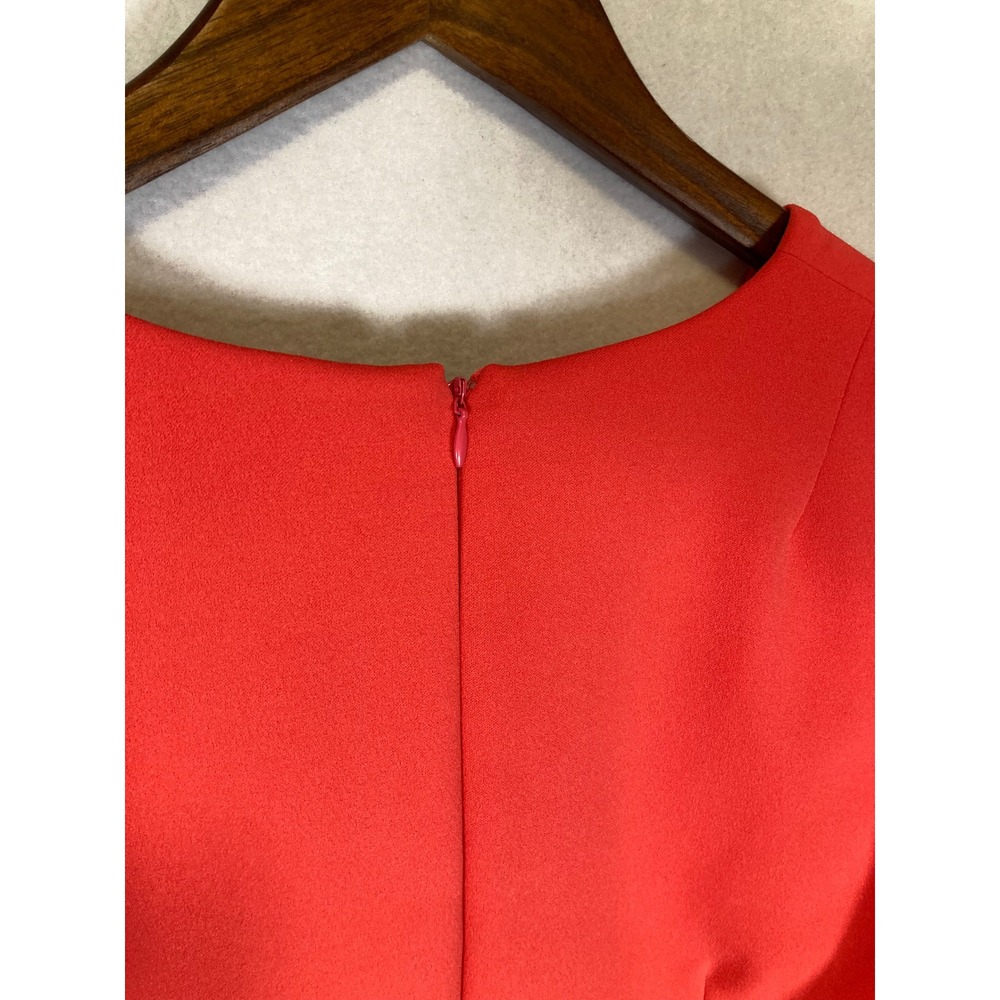 Sophisticated Calvin Klein Women 10 Red Bell Sleeve Lace Trim Sheath Dress‎ NEW - Picture 4 of 10